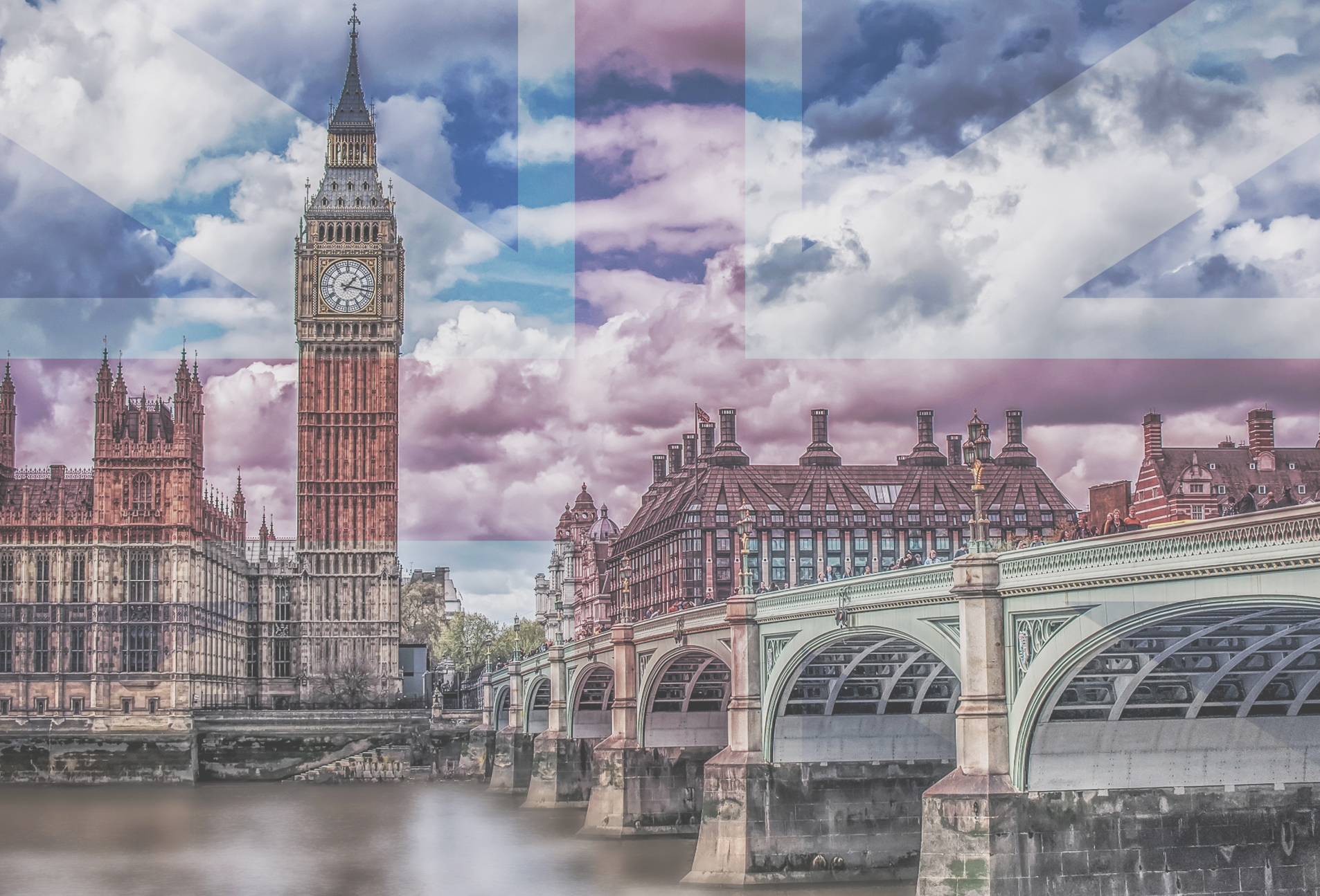 London with flag overlay