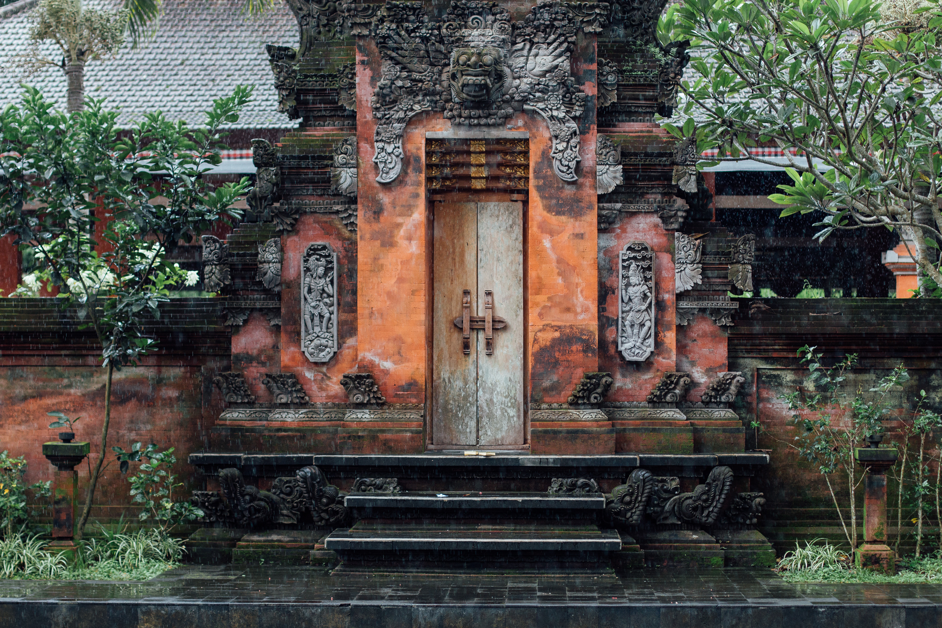 Decorative Balinese temple door.