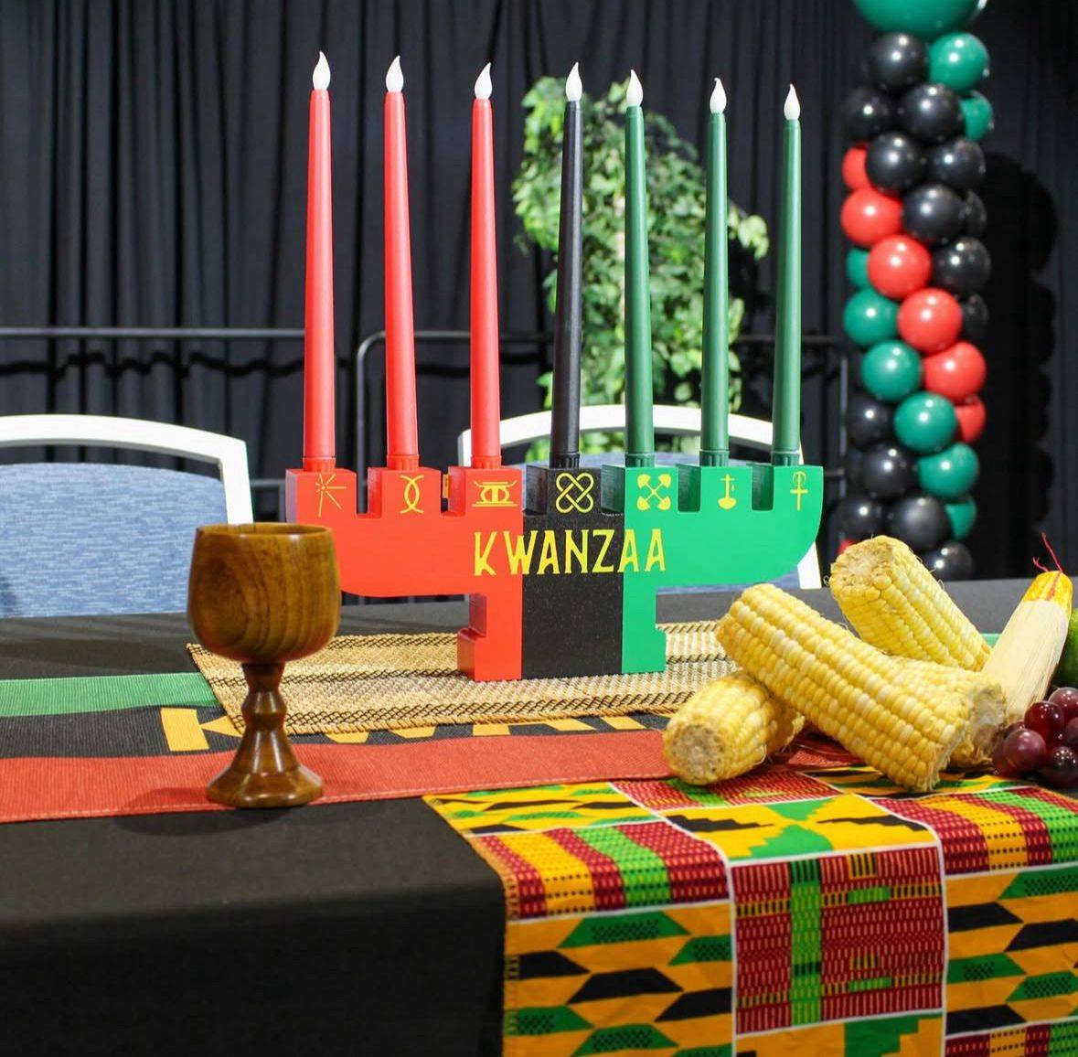 Kwanzaa kinara and offering table