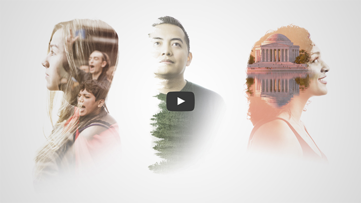 Faces of our college values: Civic Engagement, Social Justice, Global Awareness