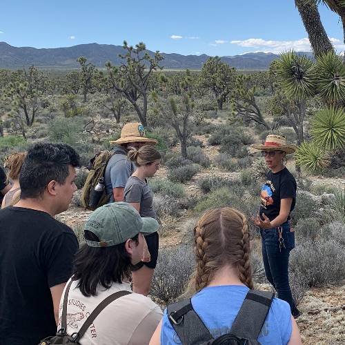 Environmental Sociology students meet with activists at Avi Kwa Ame National Reserve.