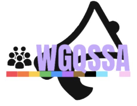 student association megaphone logo with pride colors