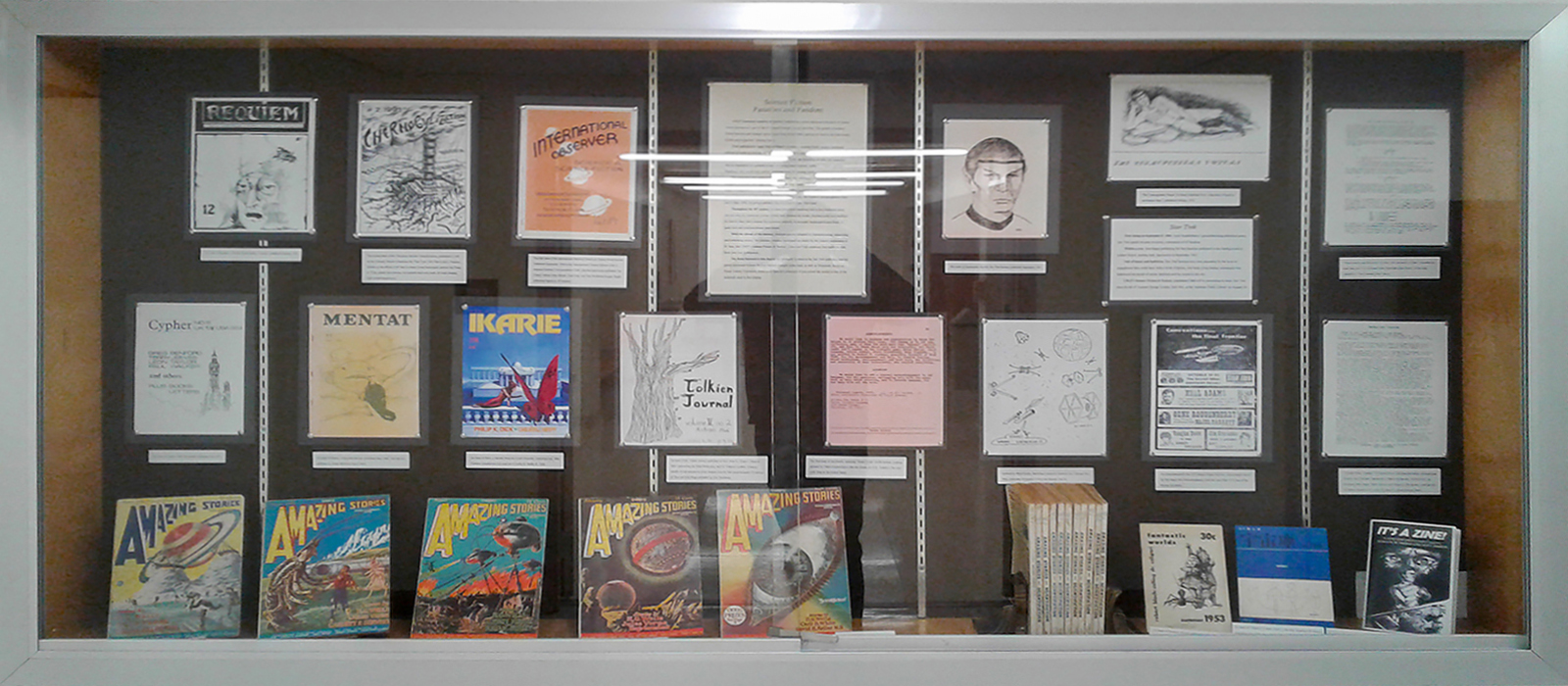 Display case with Zines