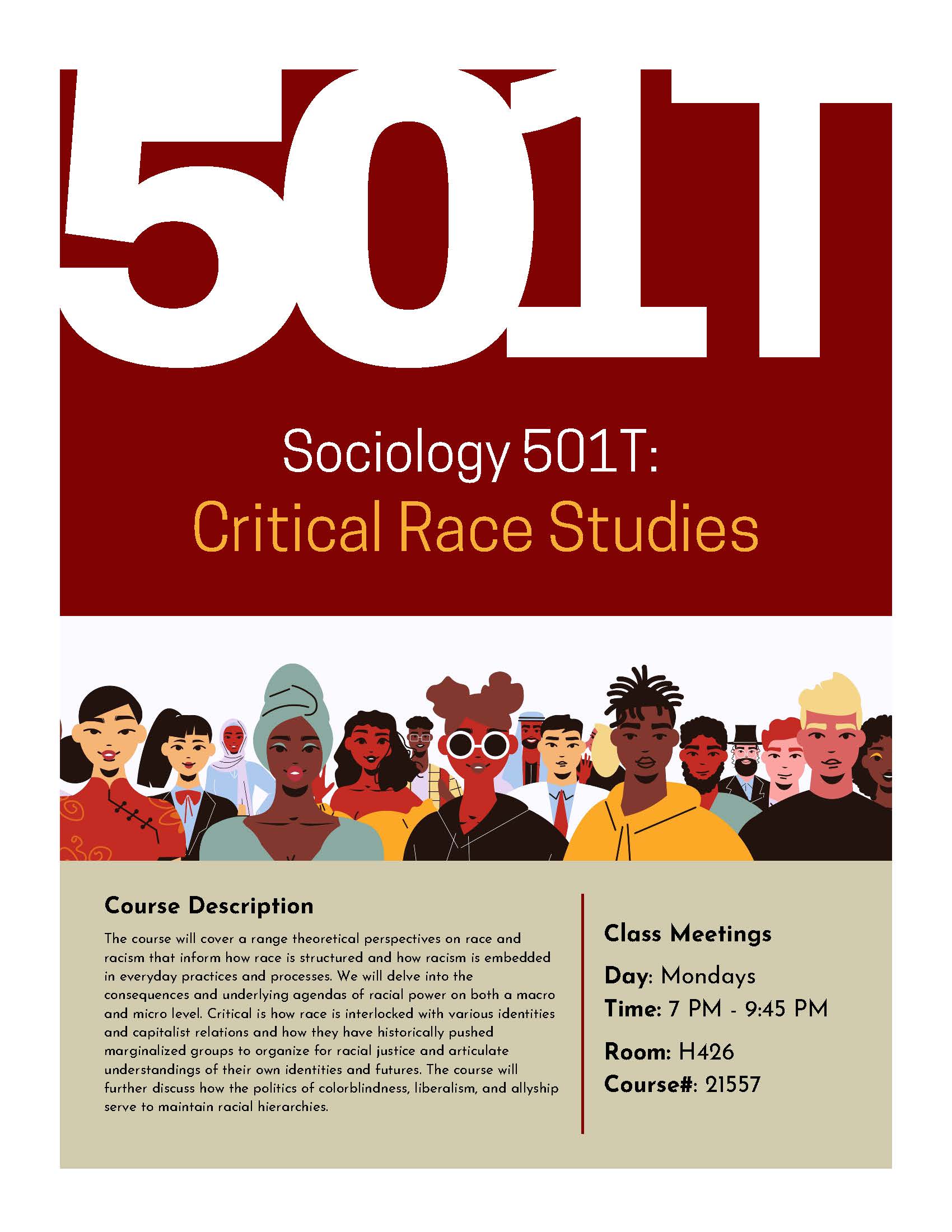 Flyer advertising SOCI 501T for the Spring 2024 Semester